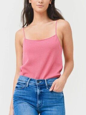 NWT Vince Spaghetti Strap Knit Tank Top Layering Camisole - L - Rose Pink